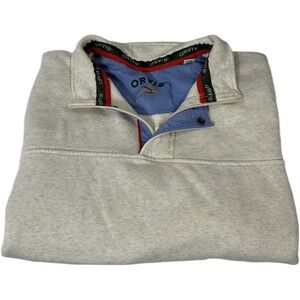 Orvis Sweater Men's  XXL‎ Cream White Long Sleeve Quarter Zip Pullover Mock Neck